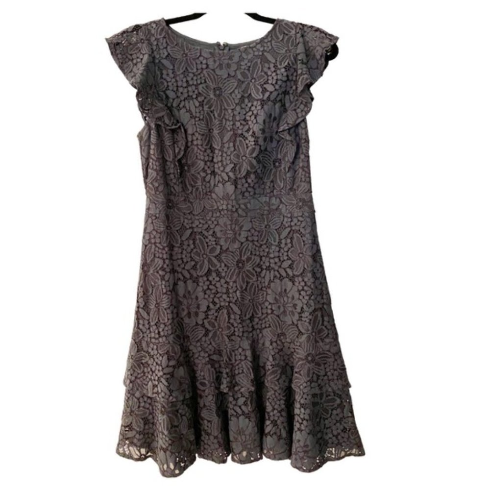 LOFT 🤍 Lace dress, solid dark grey size 0. Professional and sexy Double layered